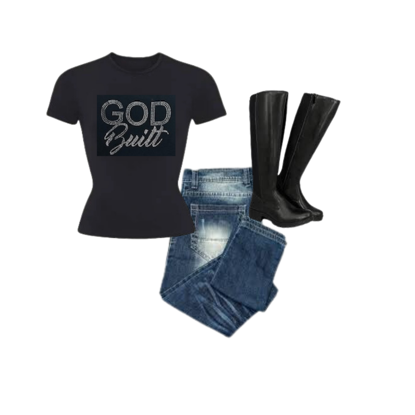 God Built Rhinestone Christian Digital Design